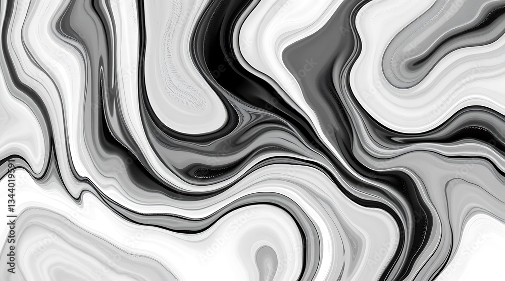 Fototapeta premium Abstract Black, White, and Grey Marble Swirls Background
