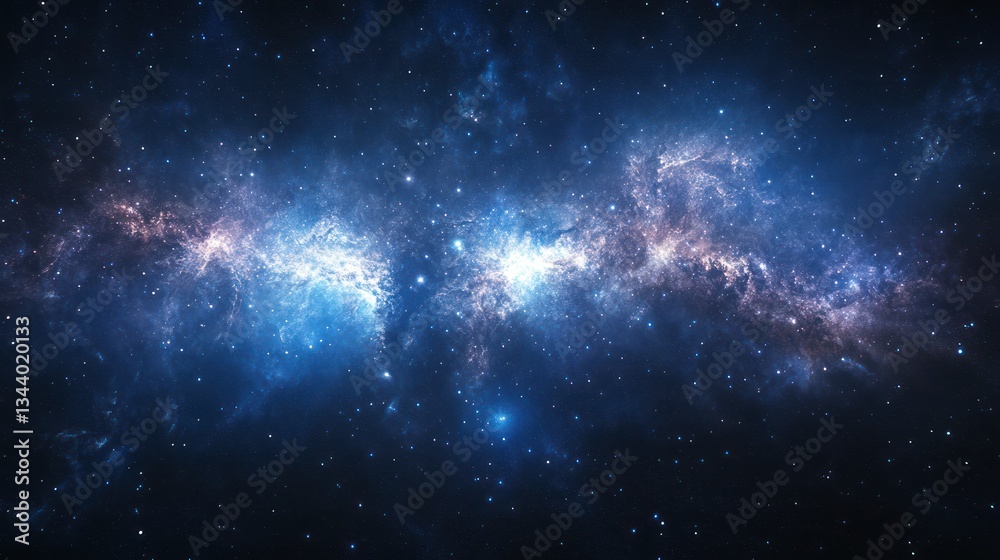 Naklejka premium A vast and bright galaxy spans across the deep dark universe