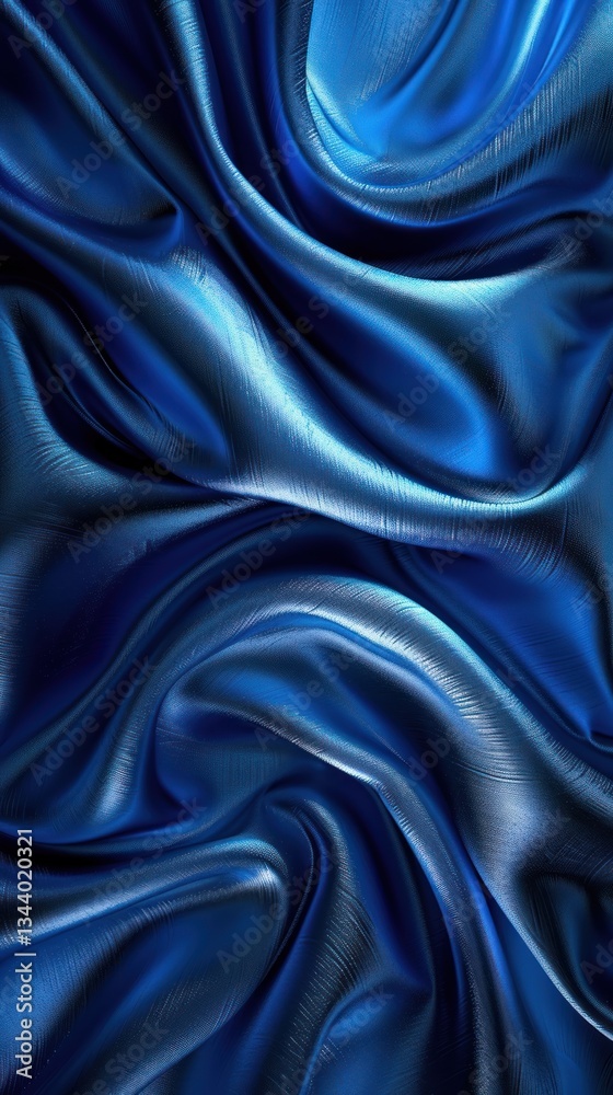 Fototapeta premium Deep blue silk drapes in studio