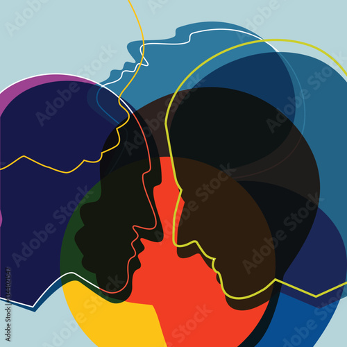 People silhouettes, adult and child. Vector ilustration.