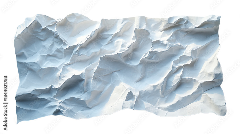 Fototapeta premium Textured Paper Surface: An abstract, textured surface of crumpled paper. The image plays with light and shadow, creating an interesting visual