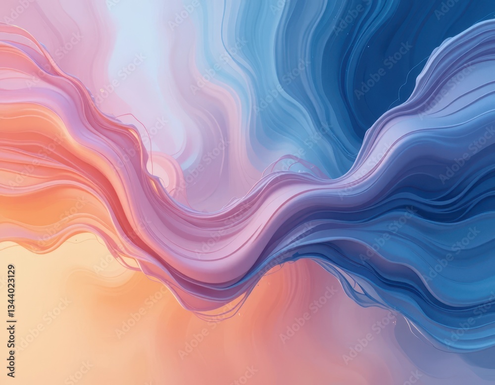 Obraz premium Flowing abstract art digital canvas colorful waves contemporary style aesthetic perspective visual harmony