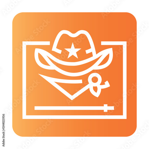Western film genre line black icon. Vector isolated button.
