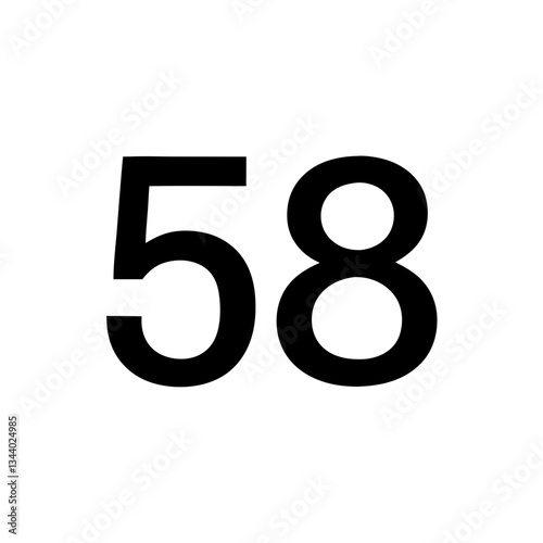 a simple numerical illustration displaying the number fifty-eight in bold font, vector illustration