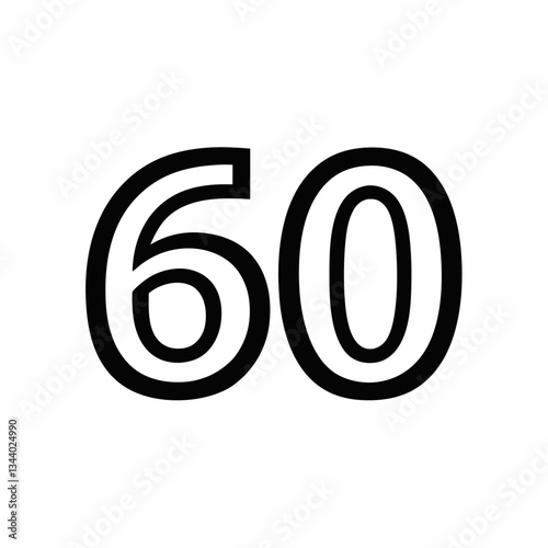 A bold black number sixty graphic, ideal for indicating quantity or age vector illustration