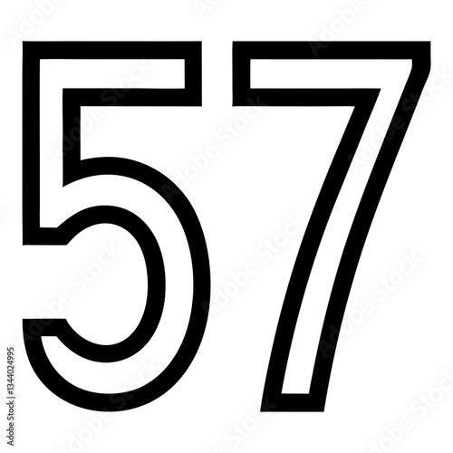a minimalistic image of the number "57" in a bold font, standing out against a simple backdrop. The numbers have a clean, modern aesthetic vector illustration