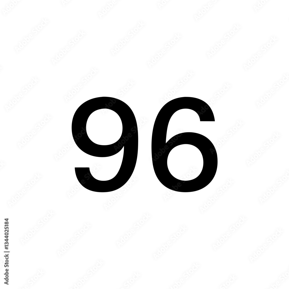 the number ninety-six written in a bold font, making it stand out clearly, vector illustration the number ninety-six written in a bold font, making it stand out clearly, vector illustration