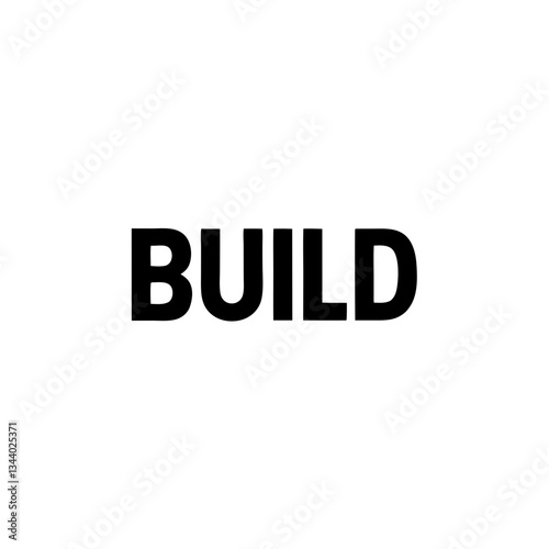 "BUILD" text written in bold capital letters on a isolated background, vector illustration