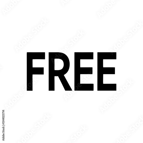 a simple and bold image with the word "FREE" in uppercase lettering, vector illustration