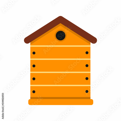 beehive on white background. Cartoon illustration on theme of beekeeping