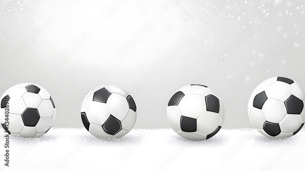 Fototapeta premium Soccer balls in snow with bokeh for winter sport