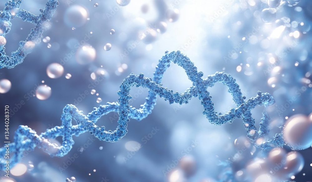 Molecular Structure in Ethereal Environment with DNA Strands Photorealistic Science Illustration for Cosmetic and Skincare Solutions Molecular Structure in Ethereal Environment with DNA Strands Photorealistic Science Illustration for Cosmetic and Skincare Solutions