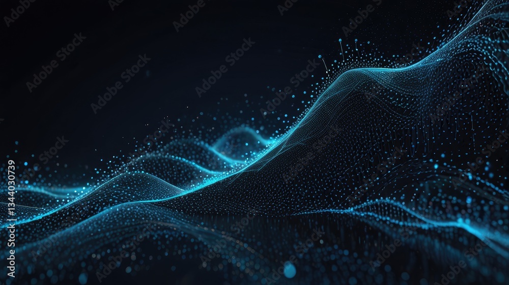 Futuristic Blue Waves: Abstract 3D Data Stream and Cyber Particles Futuristic Blue Waves: Abstract 3D Data Stream and Cyber Particles
