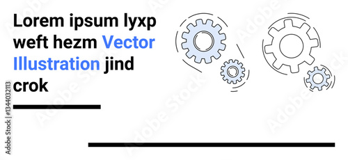Gears rotating in motion next to bold text placeholders, suggesting teamwork, process, or mechanical efficiency. Ideal for technology, engineering, automation, innovation, business process teamwork