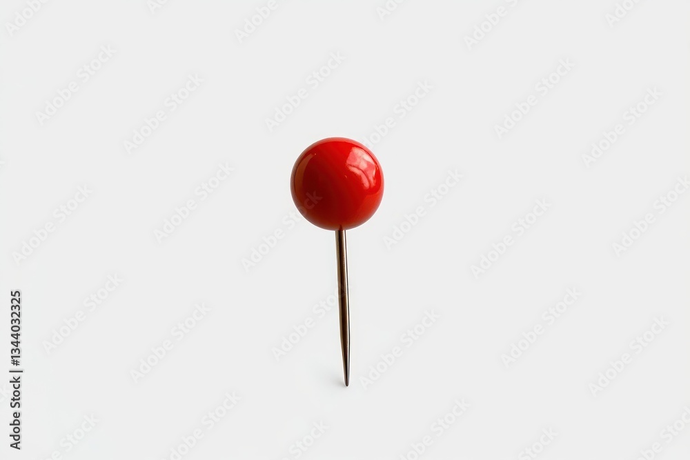 Red Push Pin on White Background Isolated Office Supply Image Red Push Pin on White Background Isolated Office Supply Image