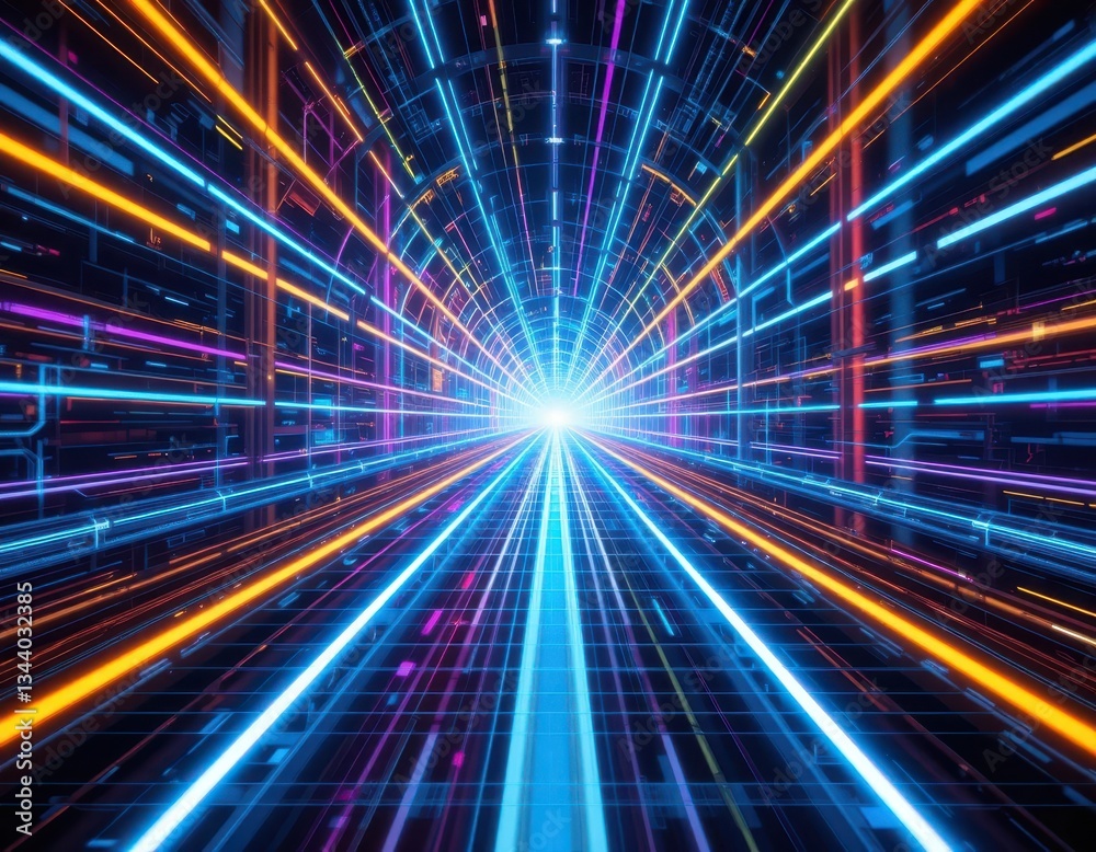 Dynamic light tunnel experience futuristic environment digital art vibrant colors abstract viewpoint innovative concept Dynamic light tunnel experience futuristic environment digital art vibrant colors abstract viewpoint innovative concept