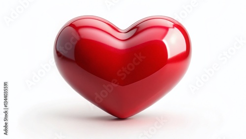 Heart Shape, Valentine's Day, Love, Romantic, Red Heart Isolated on White Background Stock Photo