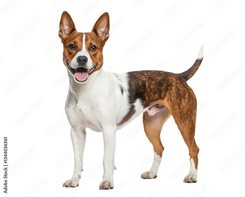 Happy dog standing proudly in a bright setting on a transparent background, cut out Happy dog standing proudly in a bright setting on a transparent background, cut out