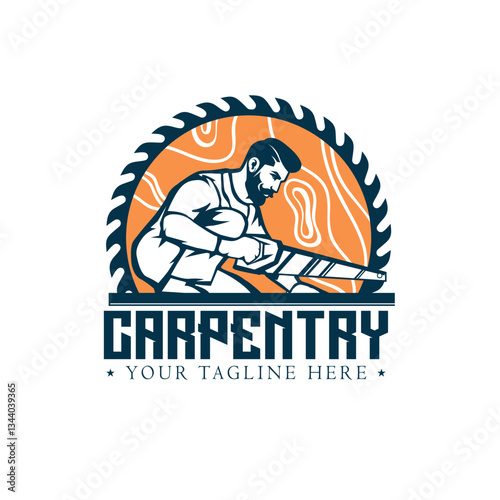 Woodwork carpentry service icon saw and hammers vector image