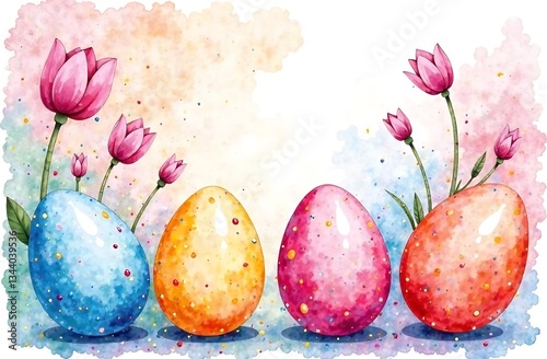 Colorful Watercolor Easter Eggs