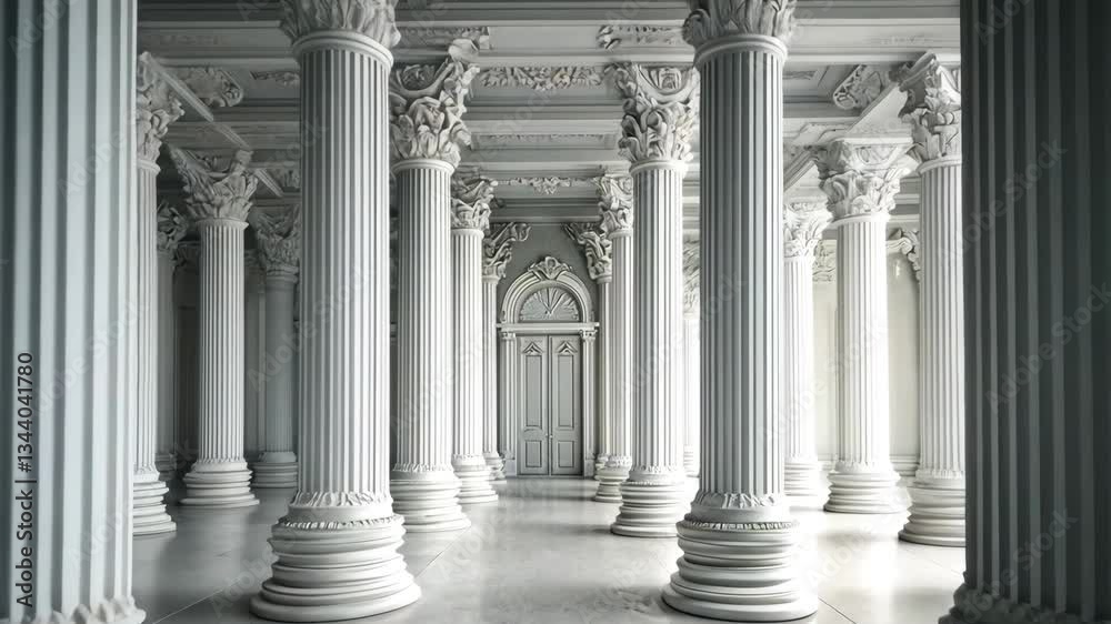 Elegant Interior with Columns and Ornate Decor in Bright Environment Elegant Interior with Columns and Ornate Decor in Bright Environment