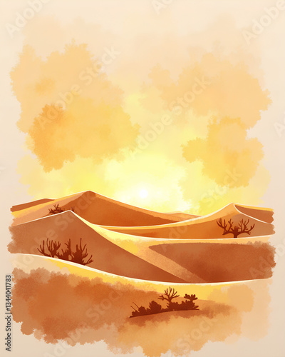vector illustration of a desert landscape