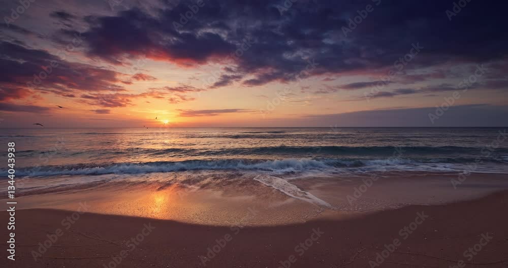 Ocean beach sunrise on tropical island shore, paradise exotic nature, landscape summer travel caribbean vacation Ocean beach sunrise on tropical island shore, paradise exotic nature, landscape summer travel caribbean vacation
