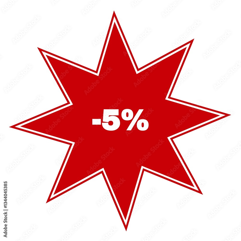 Czerwony znak promocji z rabatem 5% Czerwony znak promocji z rabatem 5%