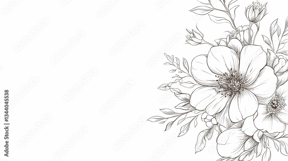 Fototapeta Elegant floral bouquet illustration, white background, design element, wedding invitation