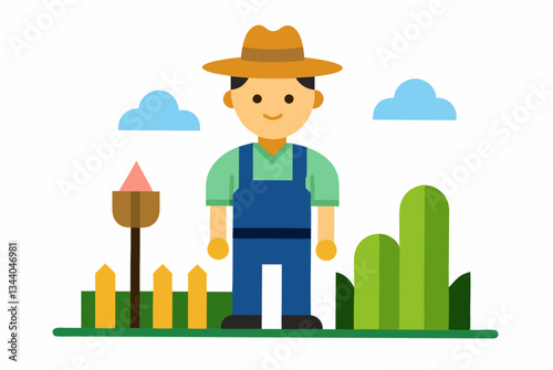 farmer with a watering can