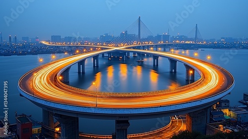 Elevated Highway at Night, Cityscape Background