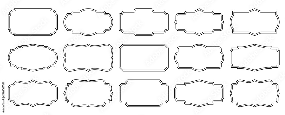 Obraz premium A set of multi-shape frame labels in a simple vintage style