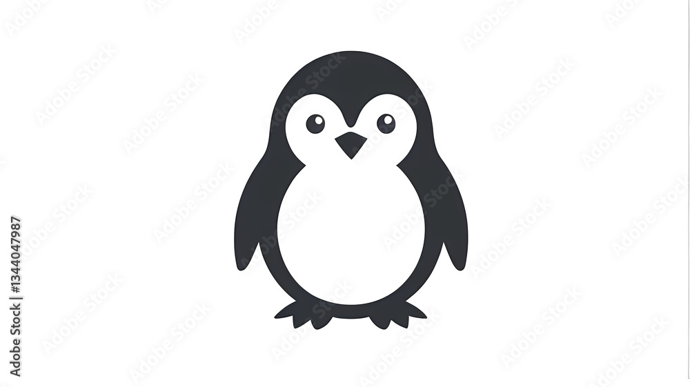 Obraz premium Simple black and white penguin icon, minimalistic and modern animal design