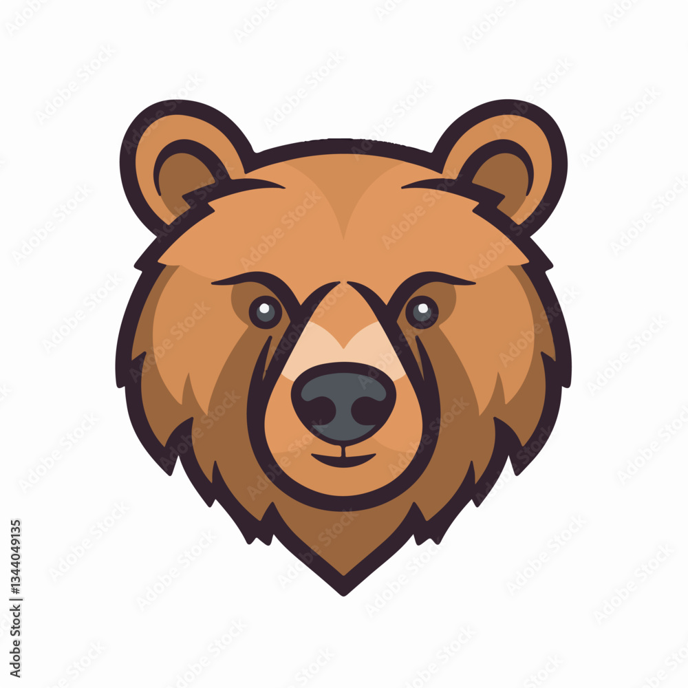 Detailed vector illustration of a brown bear face with realistic features Detailed vector illustration of a brown bear face with realistic features