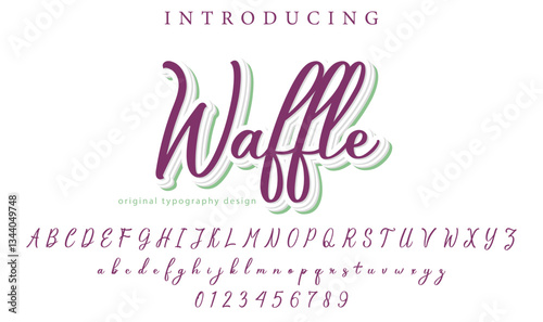 Waffle Font Stylish brush painted an uppercase vector letters, alphabet, typeface