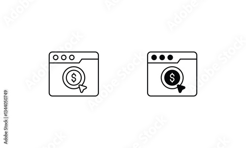 Cost Per Click vector icons set stock illustration