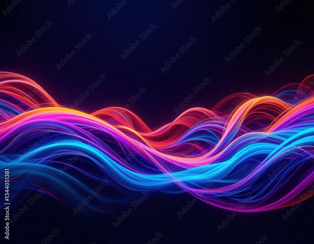Dynamic flow of colorful light waves abstract digital art vibrant display dark background conceptual design Dynamic flow of colorful light waves abstract digital art vibrant display dark background conceptual design