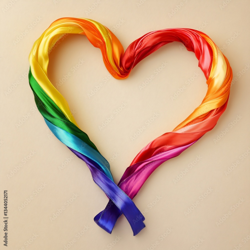 Fototapeta premium Celebrating love and unity rainbow heart decoration studio setting digital artwork vibrant colors symbol of pride