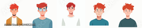 red haired young man character vector