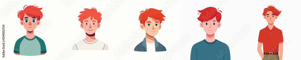 red haired young man character vector red haired young man character vector
