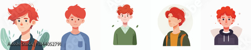 red haired young man character vector