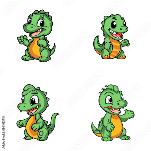 set of funny cartoon dragons