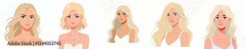 collection of beautiful blonde women vectors