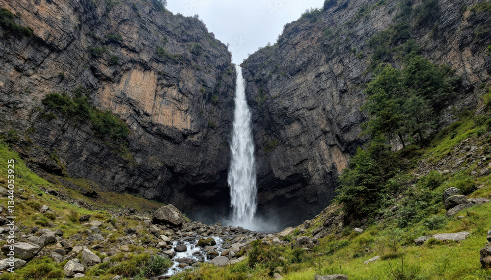 Majestic Waterfall Cascading Down Sheer Cliffs Majestic Waterfall Cascading Down Sheer Cliffs