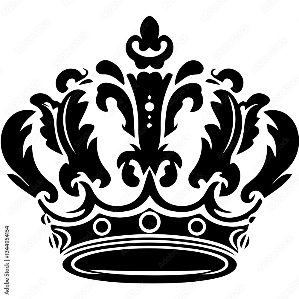 Ornate Black Crown with Leaf and Scroll Details Ornate Black Crown with Leaf and Scroll Details
