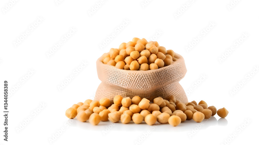A duffle bag full of chickpeas, fresh organic legumes for healthy cooking A duffle bag full of chickpeas, fresh organic legumes for healthy cooking