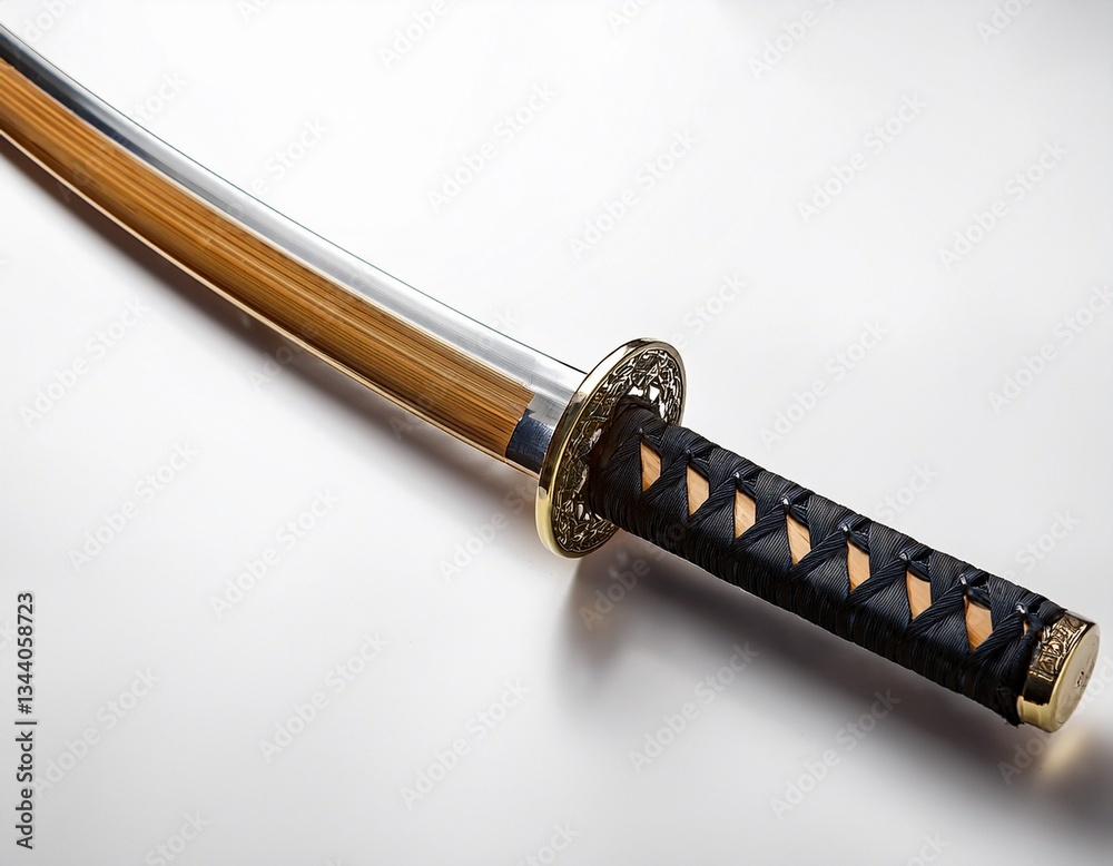 Naklejka premium japanese sword on a white background