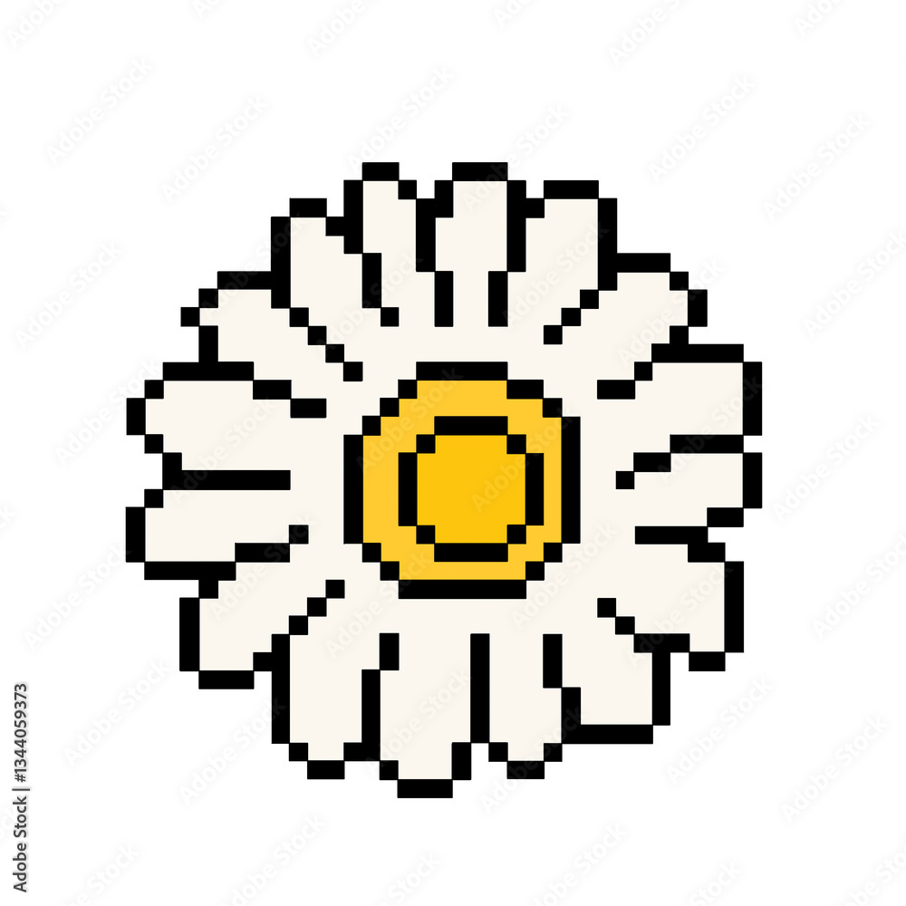 Obraz premium Flat design pixel art daisy flower illustration