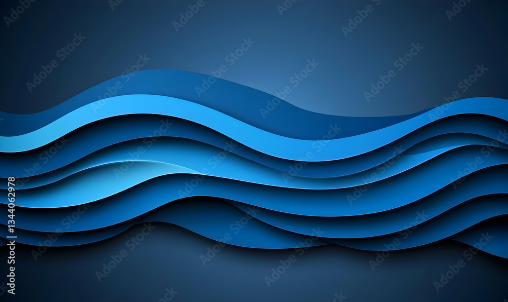 Obraz premium Abstract blue waves background, layered design, flowing motion, dynamic, modern, elegant, corporate, technology, digital art.