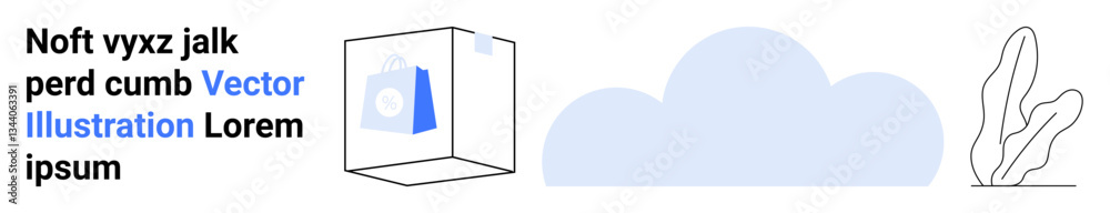 3D transparent cube with a blue icon inside, abstract cloud shape, minimalist plant line art. Ideal for modern art, technology, innovation, creativity, branding, simplicity simple landing page 3D transparent cube with a blue icon inside, abstract cloud shape, minimalist plant line art. Ideal for modern art, technology, innovation, creativity, branding, simplicity simple landing page